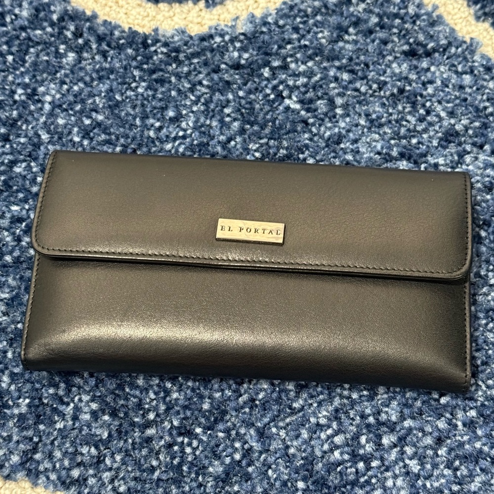 El Portal Black Leather Wallet